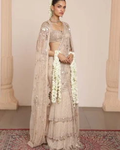 Light Nude Tulle Sari Set
