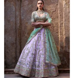 Lilac Chanderi Lehenga Set