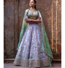 Lilac Chanderi Lehenga Set