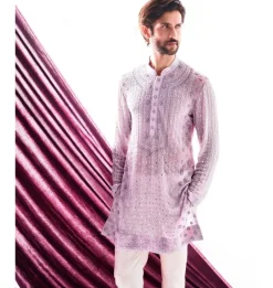 Lilac Chikankari Kurta Set
