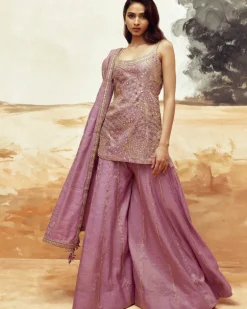 Lilac Embellished Sharara Set