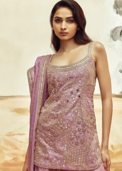 Lilac Embellished Sharara Set