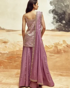 Lilac Embellished Sharara Set