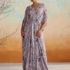 Lilac Georgette Printed Kaftan