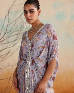 Lilac Georgette Printed Kaftan