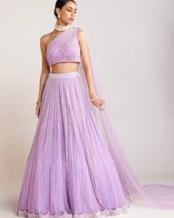 Lilac One Shoulder Lehenga Set