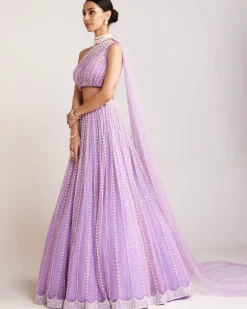 Lilac One Shoulder Lehenga Set