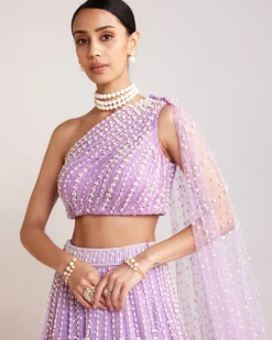 Lilac One Shoulder Lehenga Set