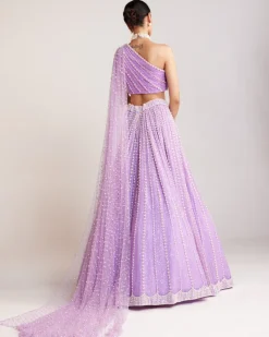 Lilac One Shoulder Lehenga Set