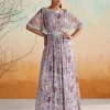Lilac Printed Drape Dress