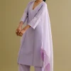 Lilac Silk Chanderi Dori Embroidered Kurta Set