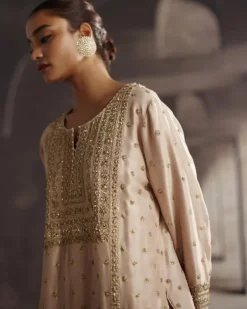 Lilac-Pink Short Kurta With Dabka Work