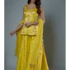 Lime Green Embroidered Kurta And Embroidered Sharara Set