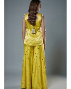 Lime Green Embroidered Kurta And Embroidered Sharara Set