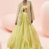 Lime Green Lehenga And Embroidered Jacket Set