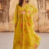 Lime Yellow Floral Habutai Kaftan