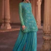 Lime Yellow Grid Print & Highlighted Kurti Set