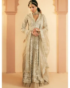 Long Tapered Coat And Lehenga Set