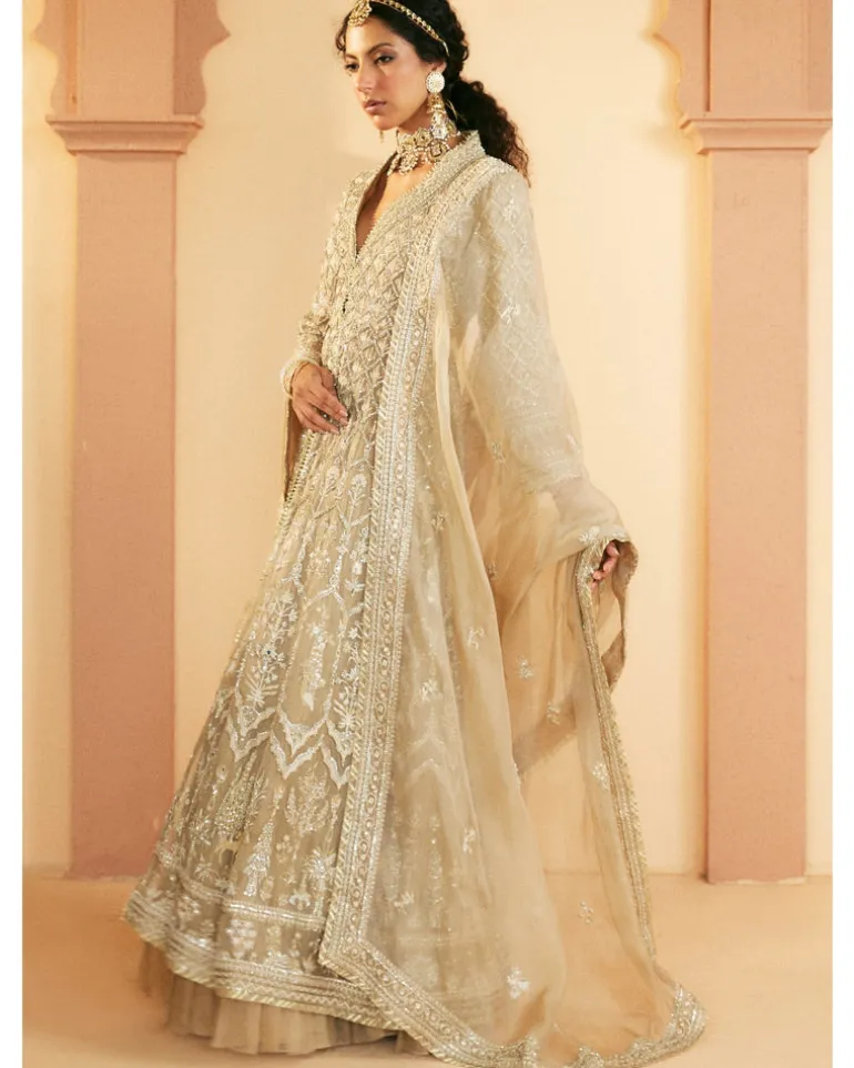 Long Tapered Coat And Lehenga Set