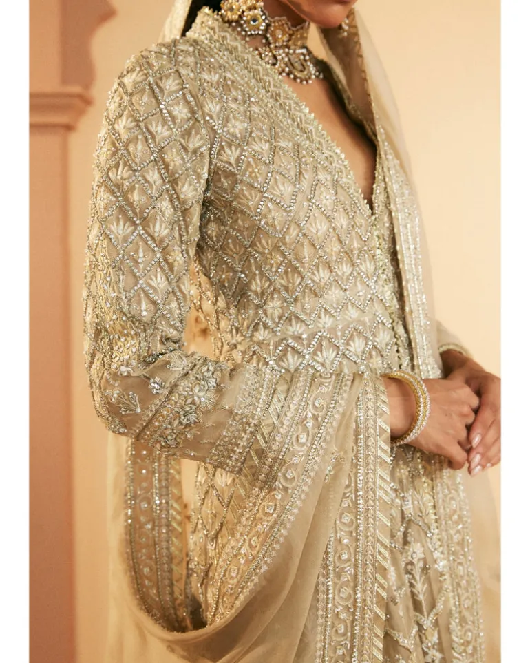Long Tapered Coat And Lehenga Set