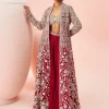 Love Red Embroidered Jacket And Pants Set