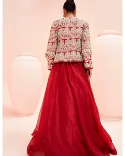 Love Red Lehenga With Short Jacket Set