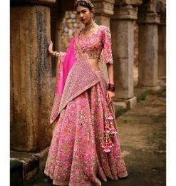 Magenta Kairi Organza Lehenga Set