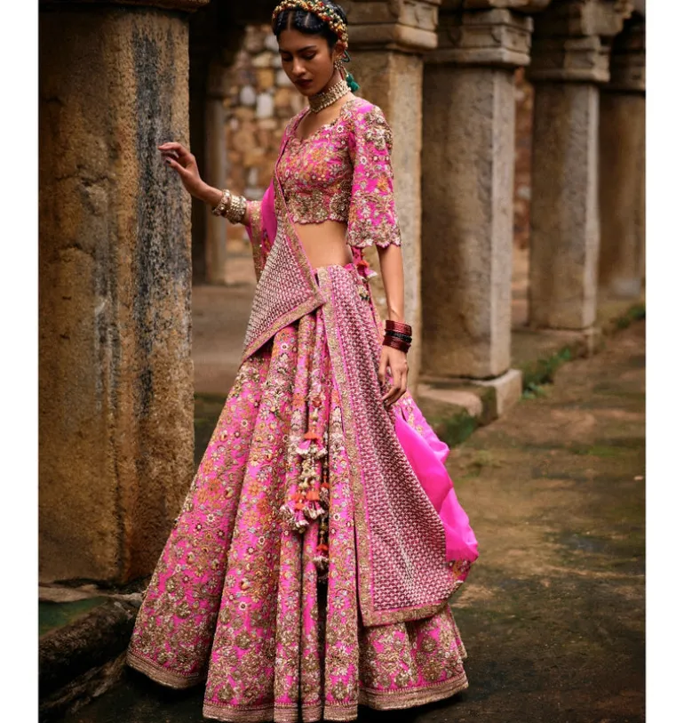 Magenta Kairi Organza Lehenga Set