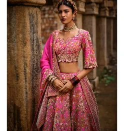 Magenta Kairi Organza Lehenga Set