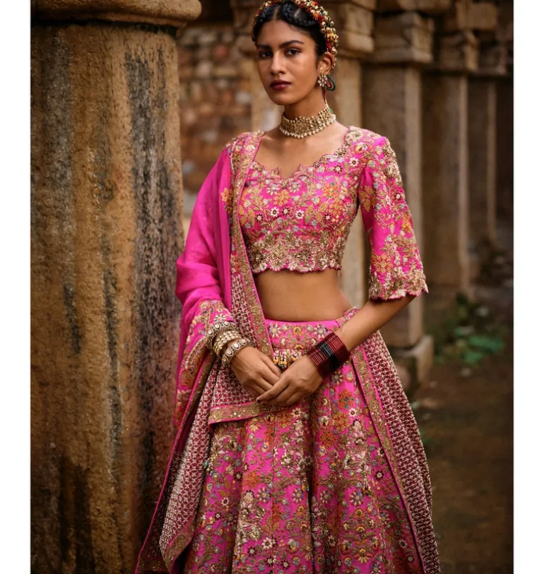 Magenta Kairi Organza Lehenga Set