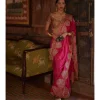 Magenta Tamba Work Silk Sari Set