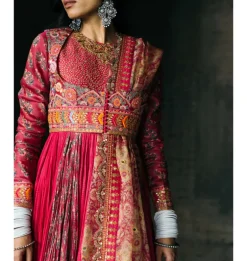 Magneta Crushed Kalidar Anarkali Set