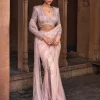 Magus Rose Gold Embroidered Sari Set