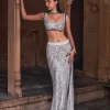 Maliisa Ivory Embroidered Crop Top Skirt Set