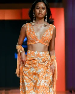 Mango & Coconut Floral Print Indo Western Set