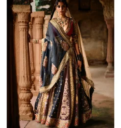 Maroon And Brown Shimi Shimi Akashtara 24 Kali Lehenga Set