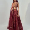Maroon Floral Printed Lehenga Set