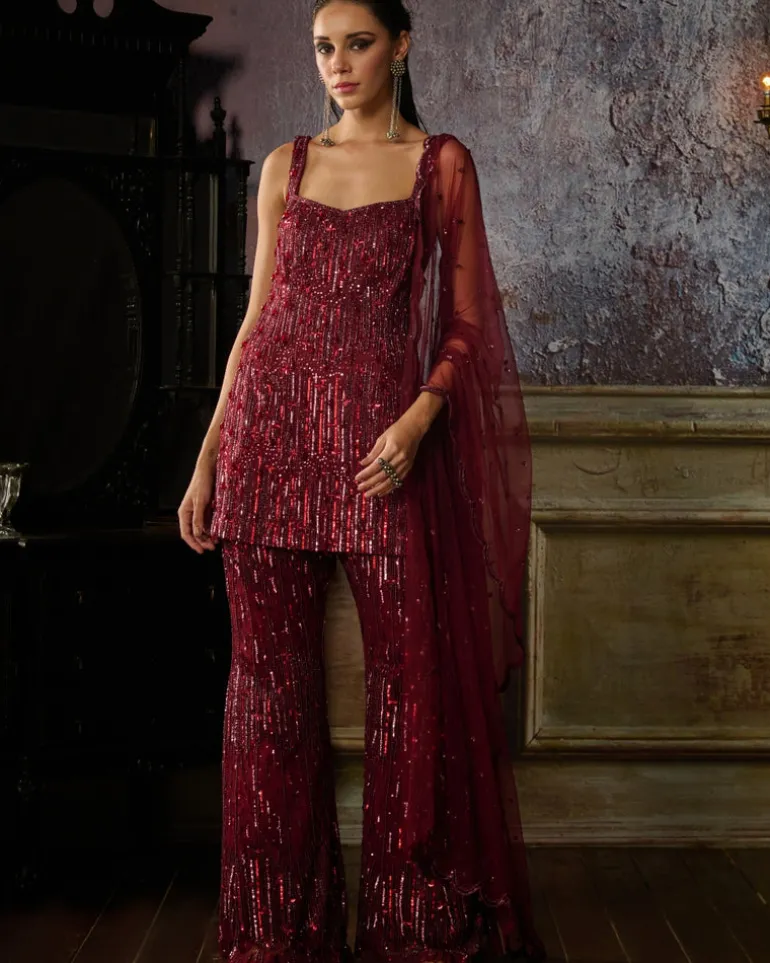 Maroon Kurti Pant Set