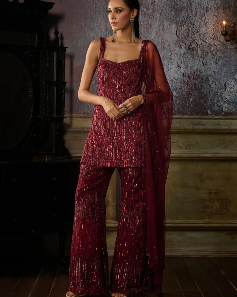 Maroon Kurti Pant Set