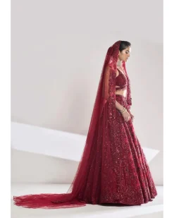 Maroon Sequin Lehenga Set