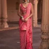 Maroon Thikri Print & Highlighted Gharara Sari Set
