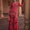 Maroon Thikri Print and Highlighted Kurti Set