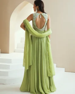 Maternity Green Embroidered Anarkali Set
