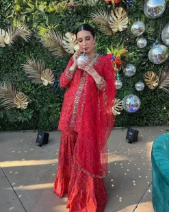 Maternity Red Printed Sharara Set