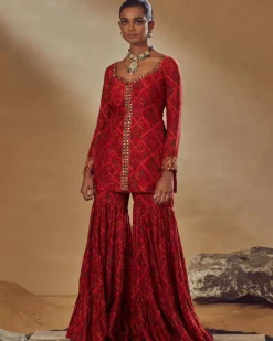 Maternity Red Printed Sharara Set