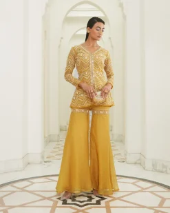 Maternity Sunrise Yellow Chevron Embroidered Jacket Set