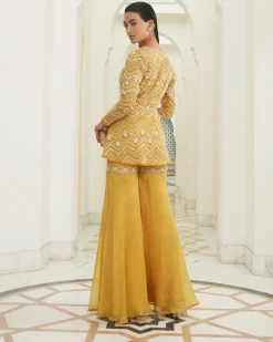 Maternity Sunrise Yellow Chevron Embroidered Jacket Set