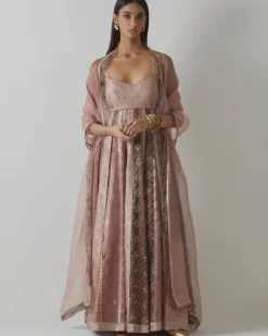 Mauve Embellished Anarkali Set