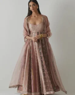 Mauve Embellished Anarkali Set