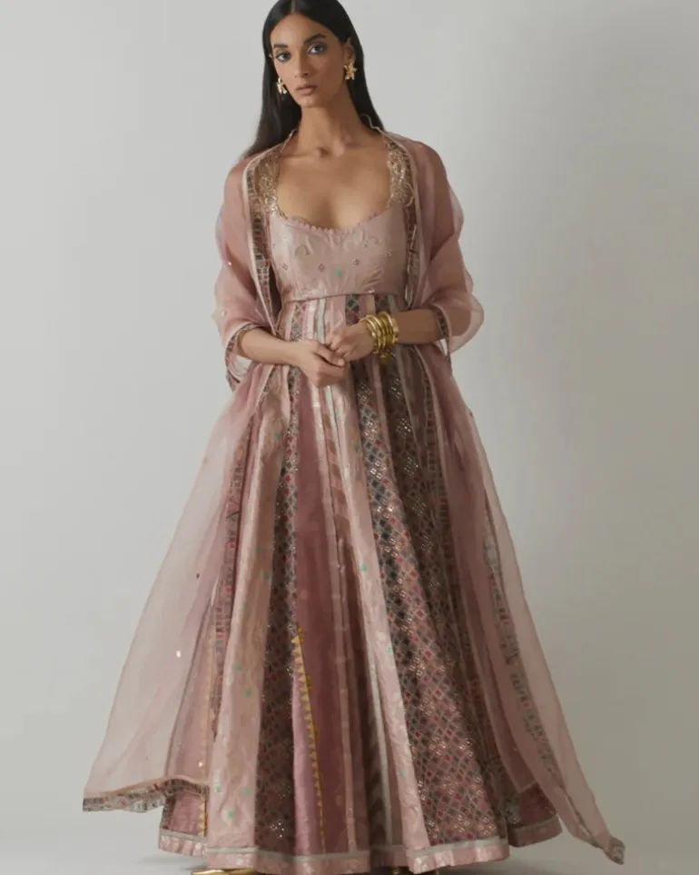 Mauve Embellished Anarkali Set